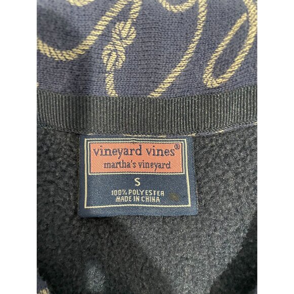 Vineyard Vines Womens Navy Fleece Pullover With Patterned Collar Logo Size S - Picture 5 of 11